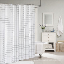 Reador Wholesale custom plaid printed waterproof plastic peva shower curtain set for bathroom